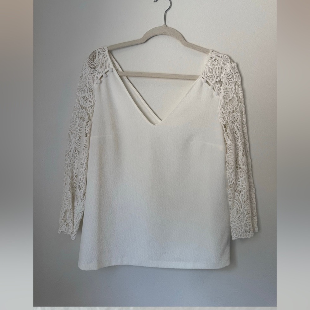 Sézane Claudia Lace Blouse White Size 38 (Medium) - Picture 4 of 7